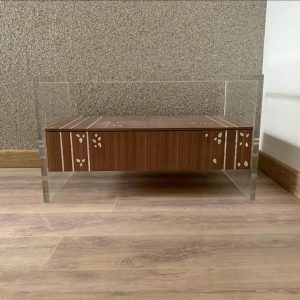 Plexiglass Rectangular Bedside Table with Mother of Pearl