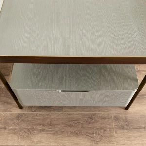 Copper Bedside Table with French Oak Top