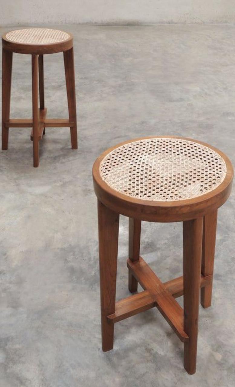 Beech Hardwood Stool with Rattan Top