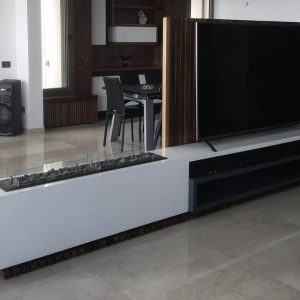 American Walnut TV Unit with Glossy MDF Box