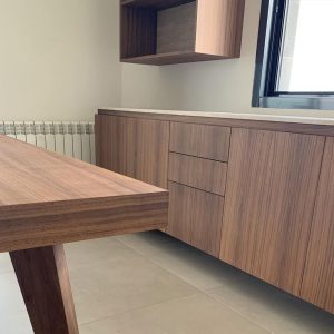 Walnut Dresser with Travertine Top