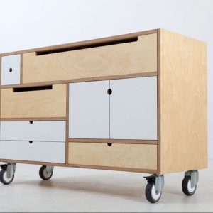 Plywood Dresser with European-Made Wheels