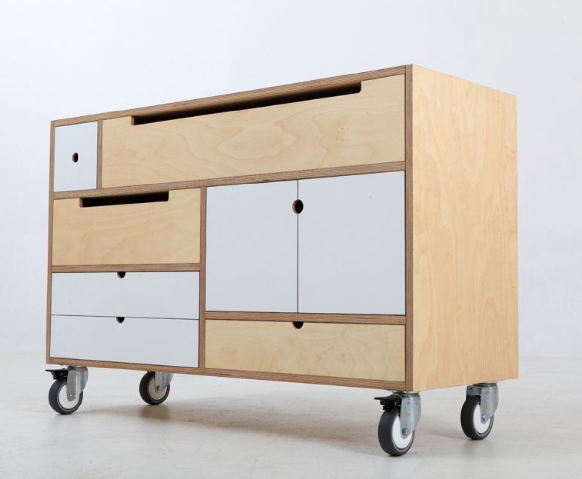 Plywood Dresser with European-Made Wheels