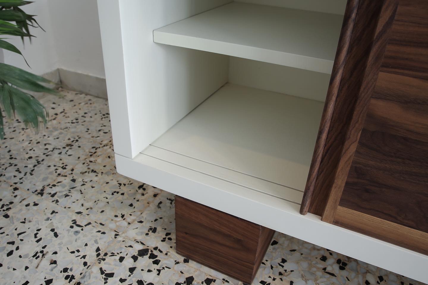 American Walnut TV Unit with Sliding Leaves - Image 2