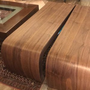 Bended Walnut Veneer Coffee Tables Handmade 2X