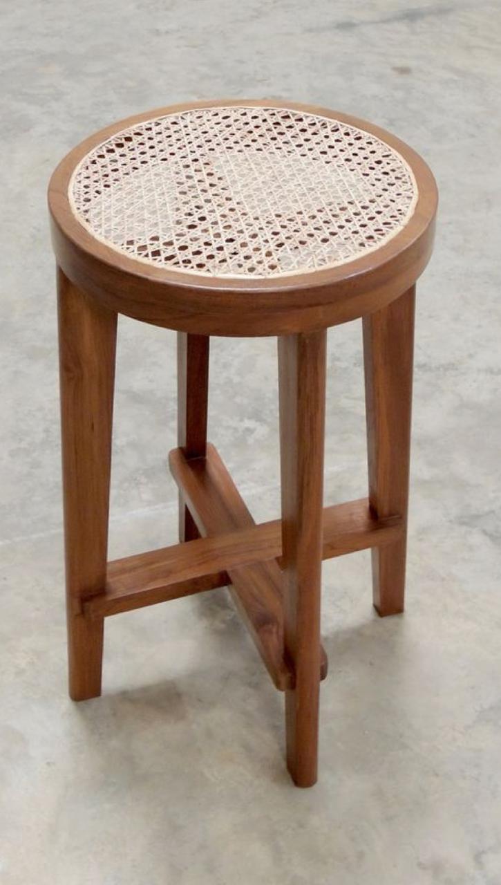 Beech Hardwood Stool with Rattan Top - Image 2