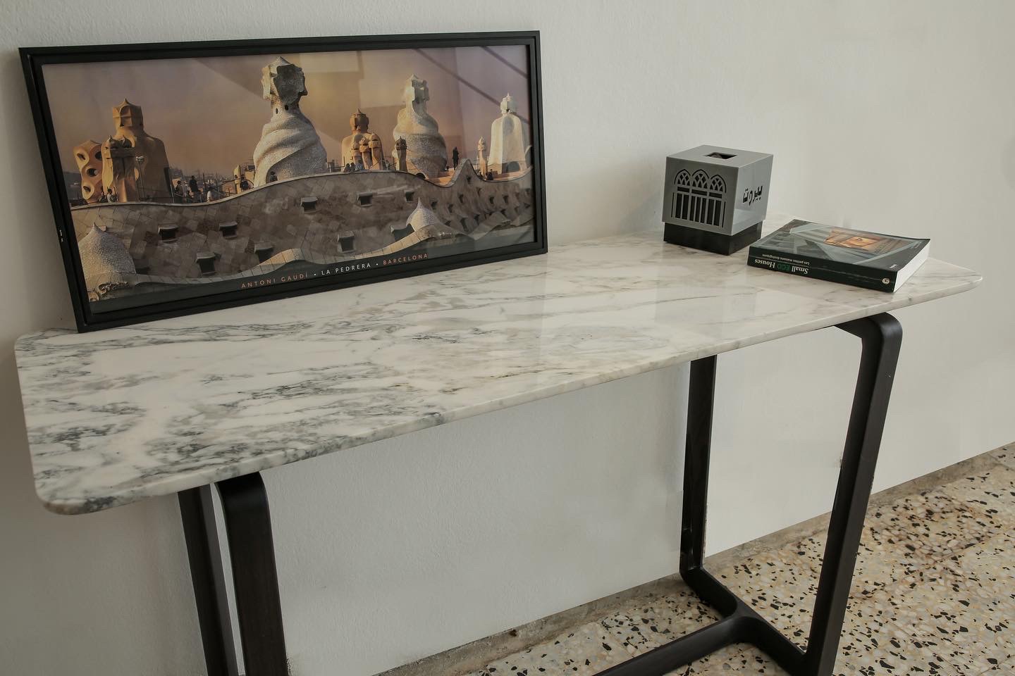 Ash Hardwood Console with Calacatta Oro Marble Top - Image 4
