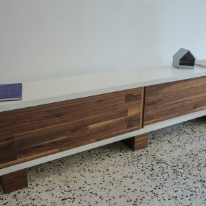 American Walnut TV Unit with Sliding Leaves