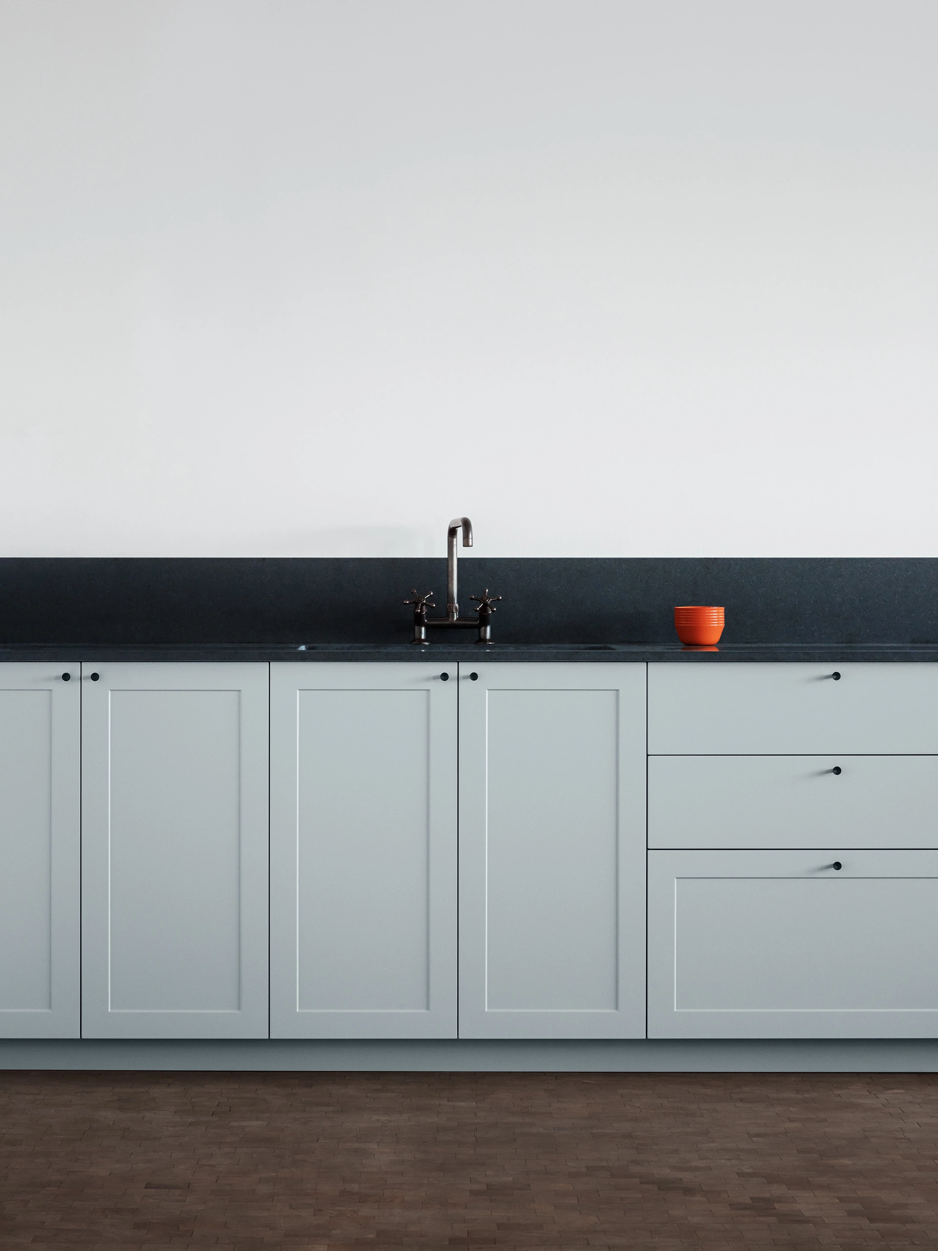 Painted MDF Anti-Moisture Kitchen with Framed Leaves